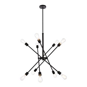 Living District Axel 10-Light Mid-Century Metal Pendant in Black