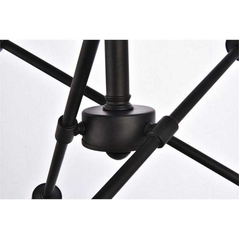 Living District Axel 6-Light Mid-Century Metal Pendant in Black Finish