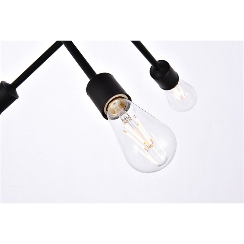 Living District Axel 6-Light Mid-Century Metal Flush Mount in Black
