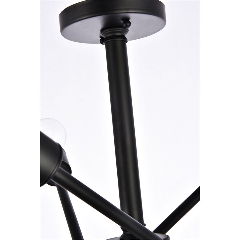 Living District Axel 6-Light Mid-Century Metal Flush Mount in Black
