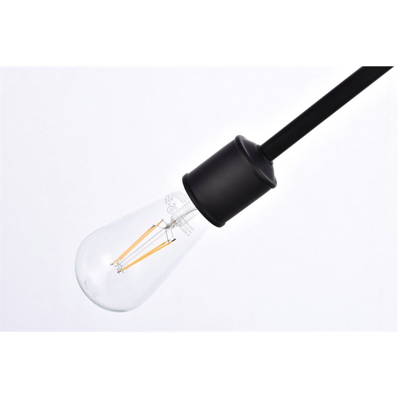 Living District Axel 6-Light Mid-Century Metal Flush Mount in Black