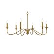 Living District Rohan 6-Light Mid-Century Metal Chandelier in Brass