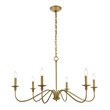Living District Rohan 6-Light Mid-Century Metal Chandelier in Brass