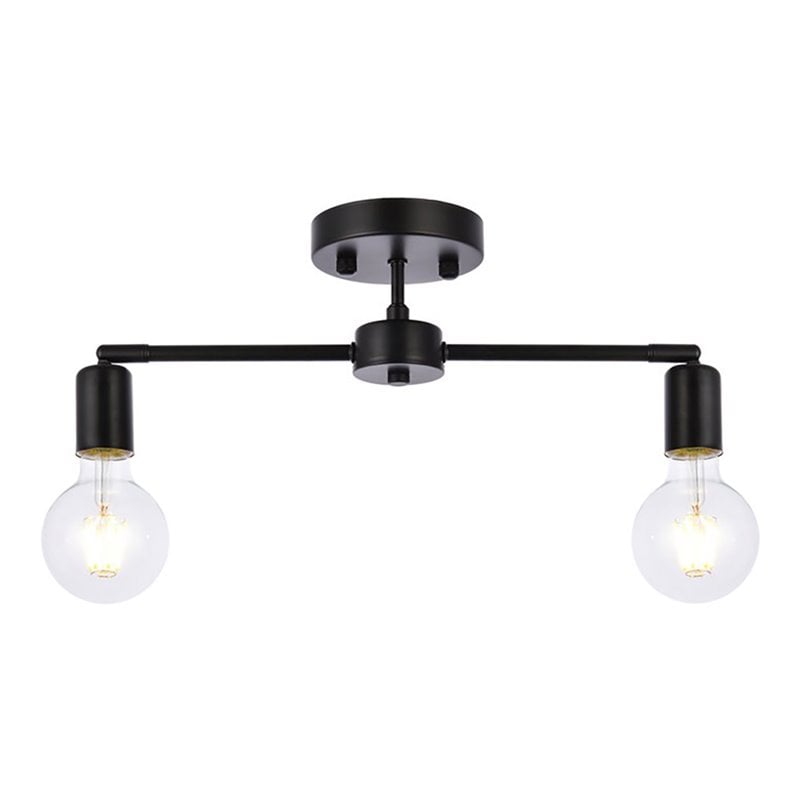 Living District Zane 2-Light Mid-Century Metal Flush Mount in Black