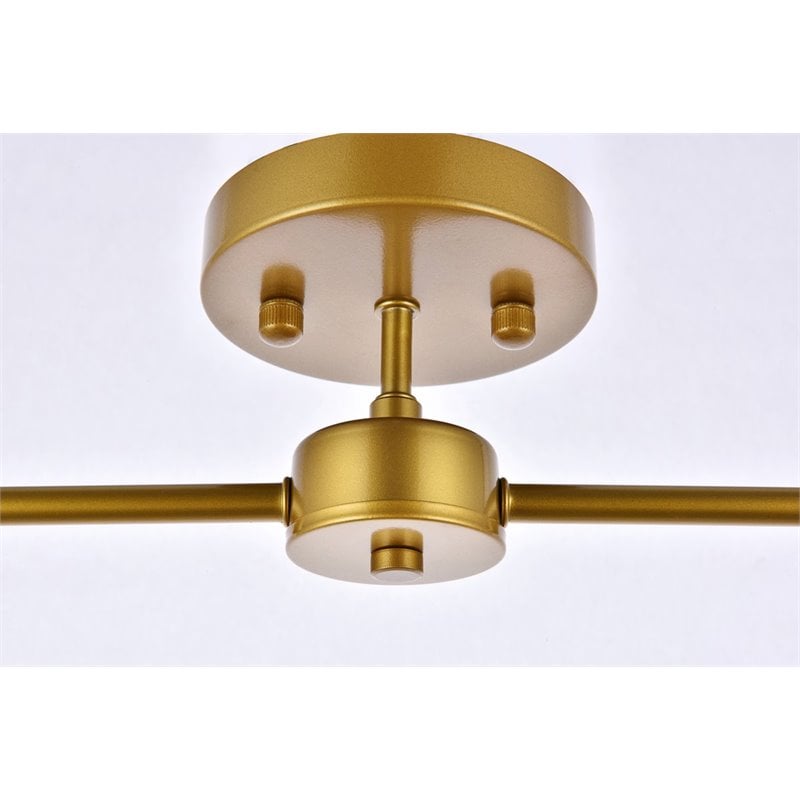 Living District Zane 2-Light Mid-Century Metal Flush Mount in Brass