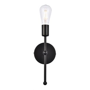 Living District Keely 1-Light Mid-Century Metal Wall Sconce in Black