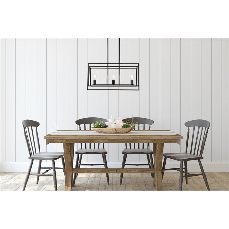 Living District Voir 3-Light Mid-Century Metal Pendant in Black