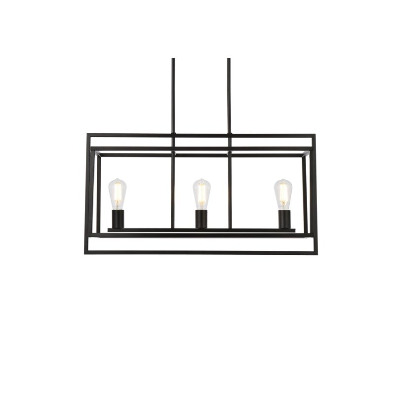Living District Voir 3-Light Mid-Century Metal Pendant in Black