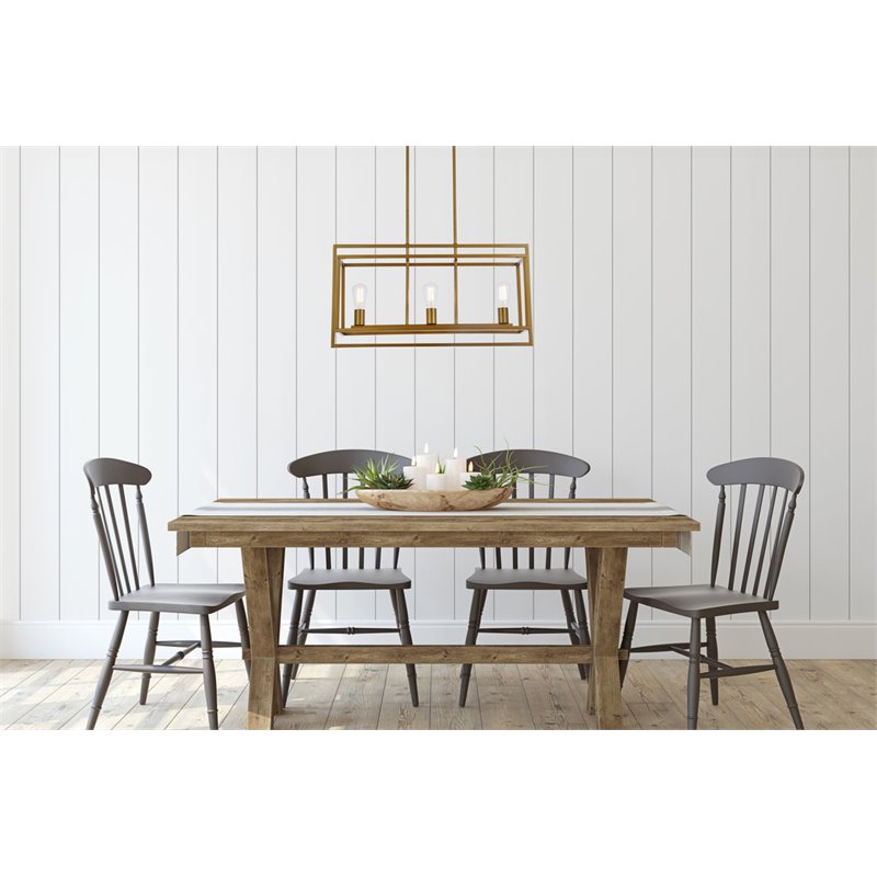 Living District Voir 3-Light Mid-Century Metal Pendant in Brass