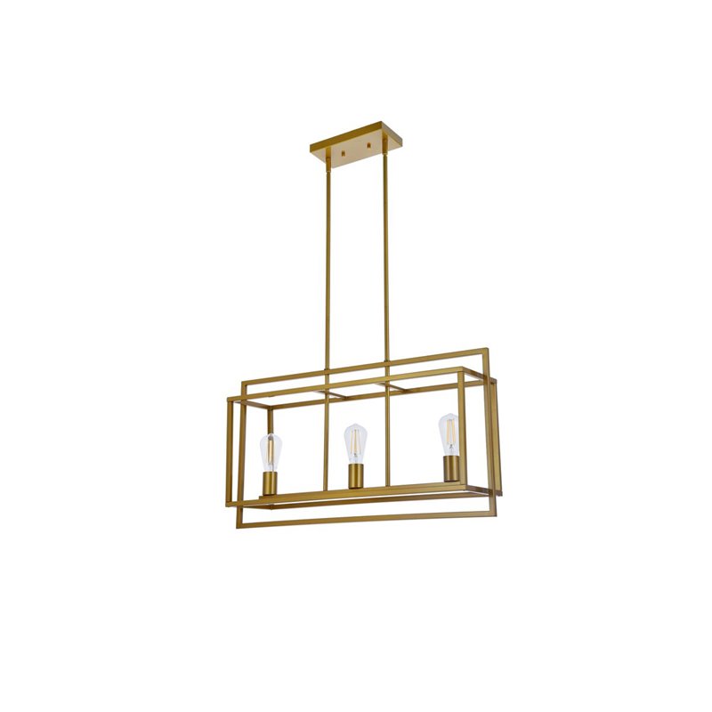 Living District Voir 3-Light Mid-Century Metal Pendant in Brass