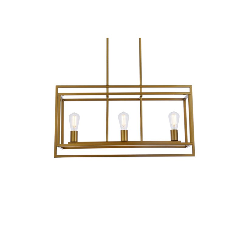 Living District Voir 3-Light Mid-Century Metal Pendant in Brass