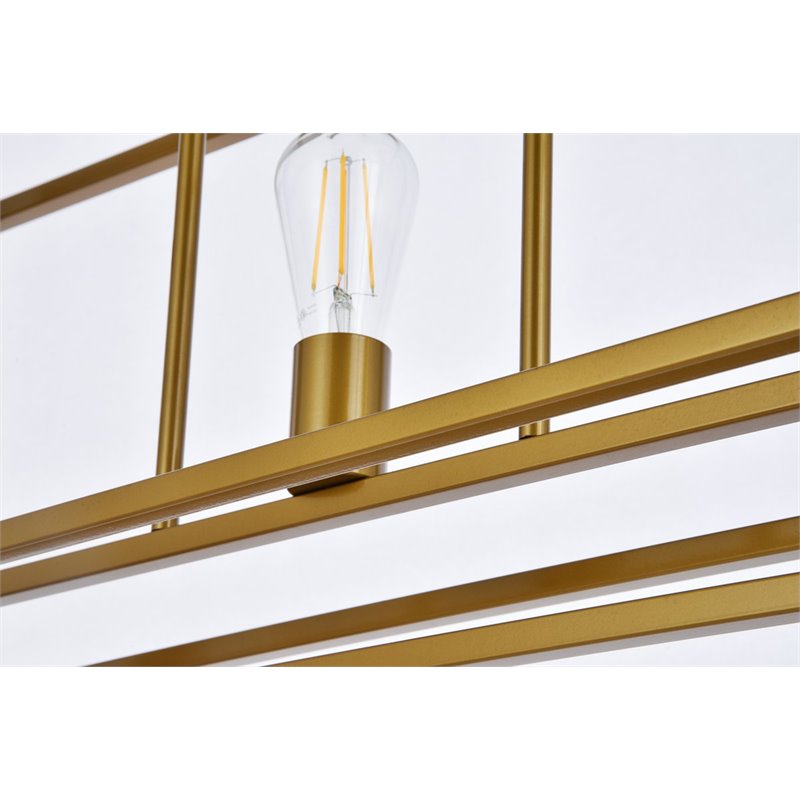 Living District Voir 3-Light Mid-Century Metal Pendant in Brass