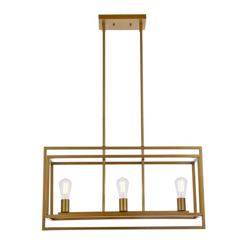 Living District Voir 3-Light Mid-Century Metal Pendant in Brass