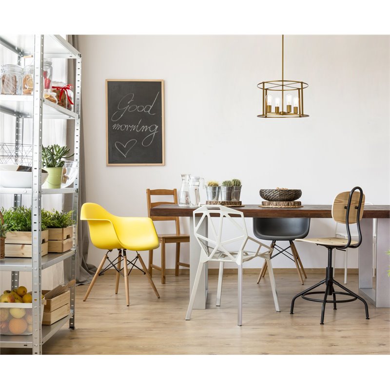 Living District Agnys 4-Light Mid-Century Metal Pendant in Brass
