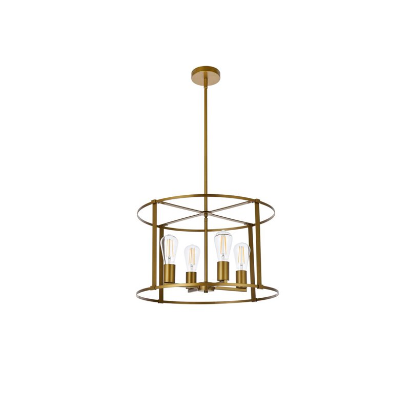 Living District Agnys 4-Light Mid-Century Metal Pendant in Brass