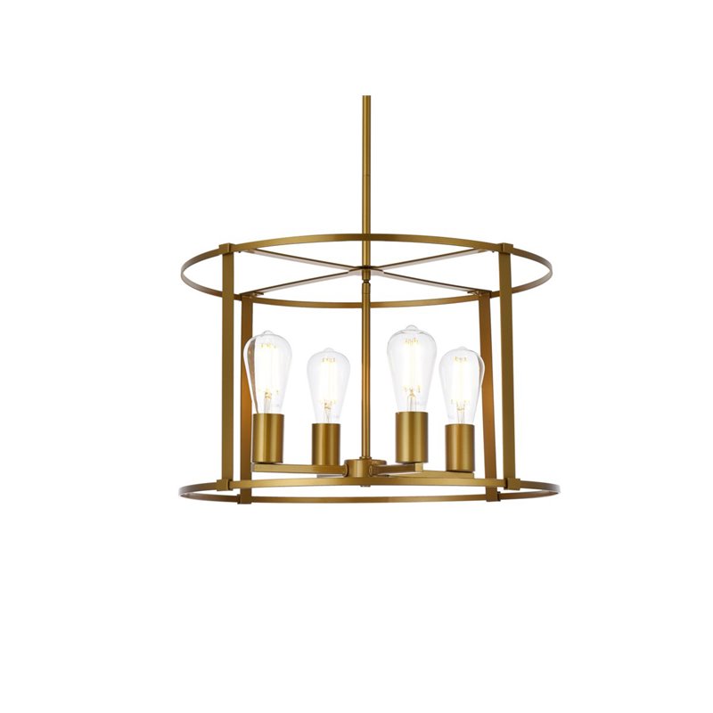Living District Agnys 4-Light Mid-Century Metal Pendant in Brass