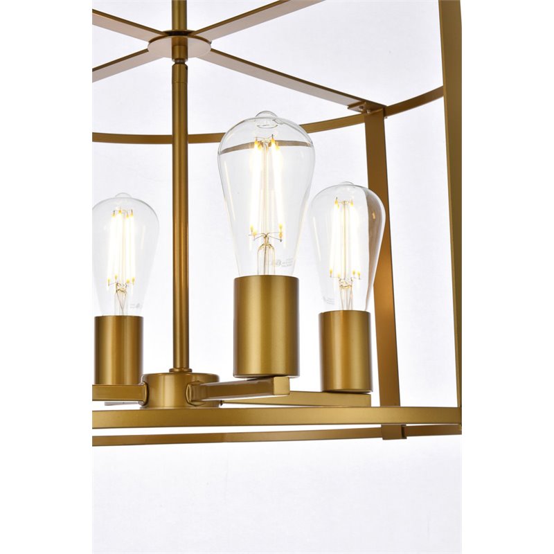 Living District Agnys 4-Light Mid-Century Metal Pendant in Brass