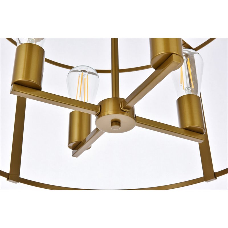 Living District Agnys 4-Light Mid-Century Metal Pendant in Brass