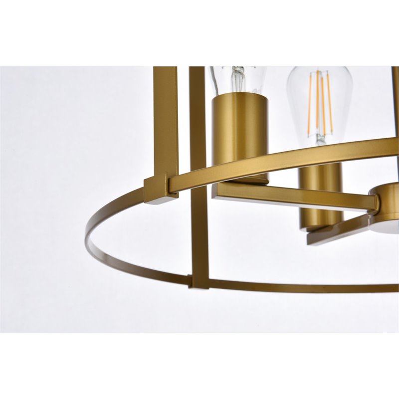 Living District Agnys 4-Light Mid-Century Metal Pendant in Brass