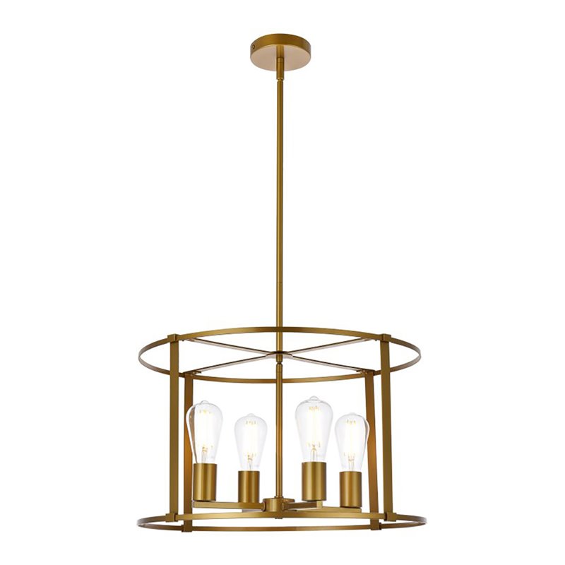 Living District Agnys 4-Light Mid-Century Metal Pendant in Brass