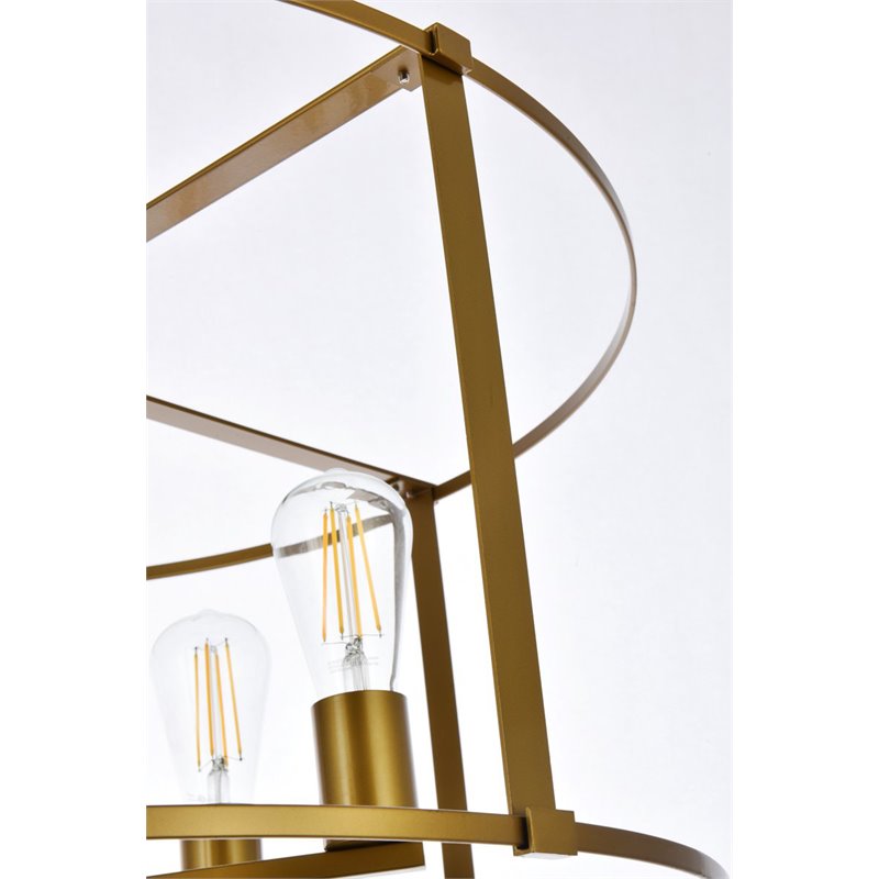 Living District Agnys 6-Light Mid-Century Metal Pendant in Brass