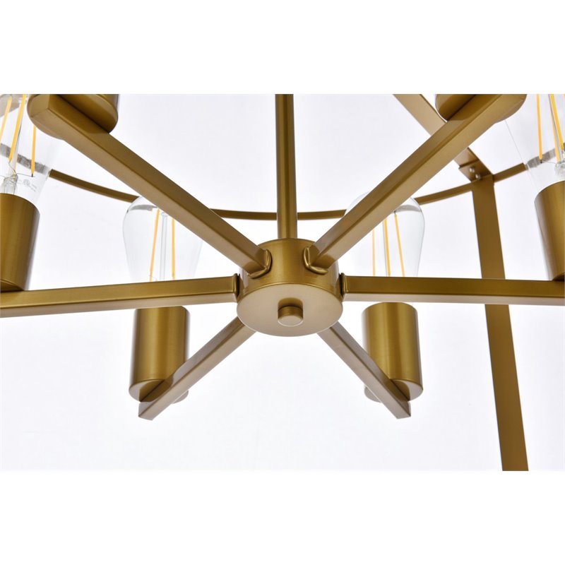 Living District Agnys 6-Light Mid-Century Metal Pendant in Brass