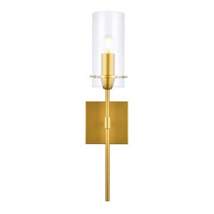 Living District Elsreth 1-Light Metal Wall Sconce in Brass and Clear