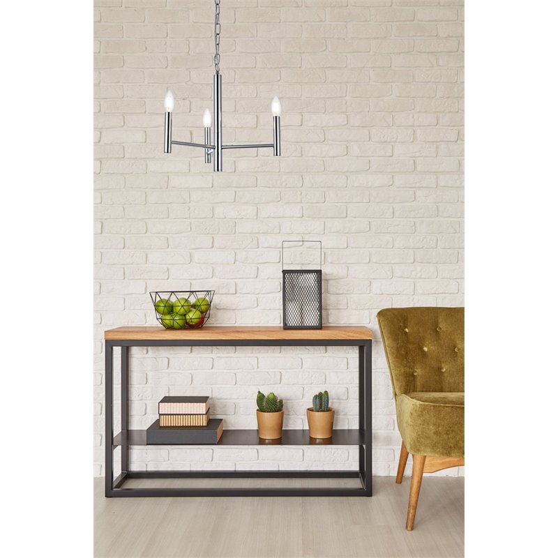 Living District Carmella 3-Light Mid-Century Metal Pendant in Chrome