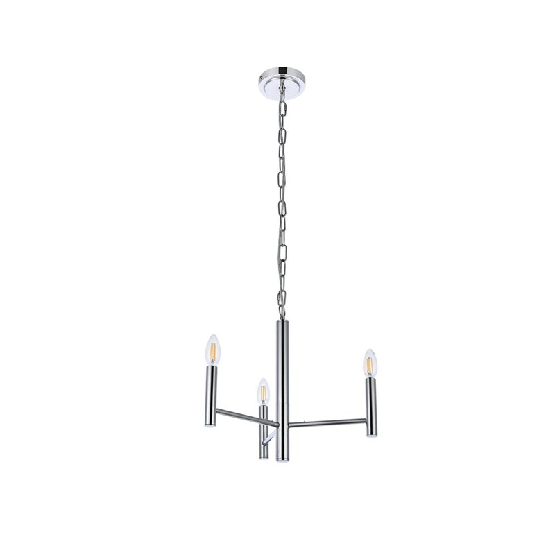 Living District Carmella 3-Light Mid-Century Metal Pendant in Chrome