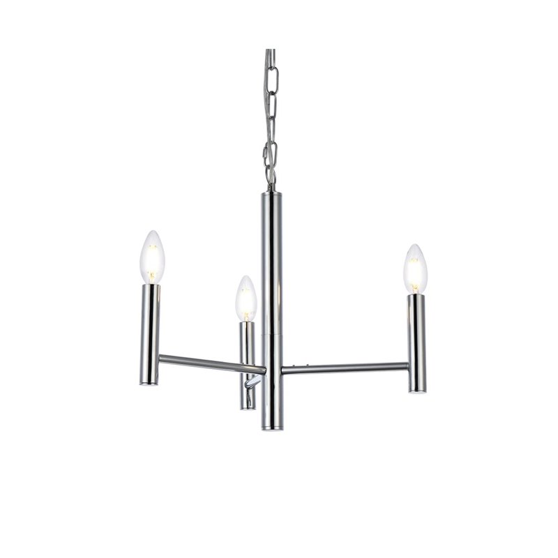 Living District Carmella 3-Light Mid-Century Metal Pendant in Chrome