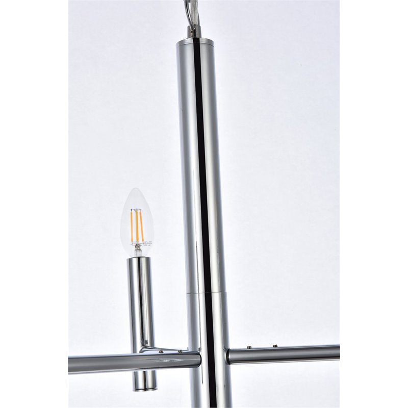Living District Carmella 3-Light Mid-Century Metal Pendant in Chrome