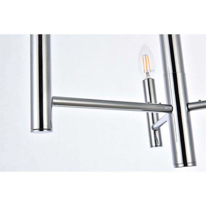 Living District Carmella 3-Light Mid-Century Metal Pendant in Chrome