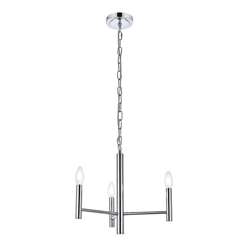 Living District Carmella 3-Light Mid-Century Metal Pendant in Chrome