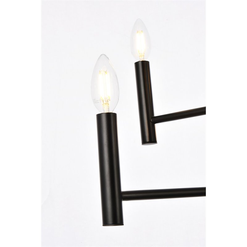 Living District Carmella 6-Light Mid-Century Metal Pendant in Black