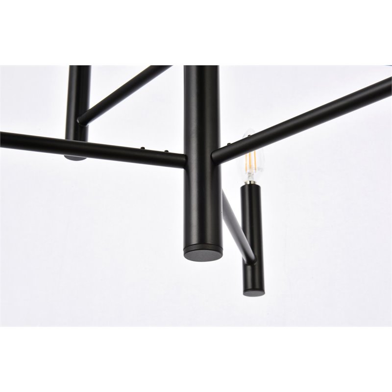 Living District Carmella 6-Light Mid-Century Metal Pendant in Black