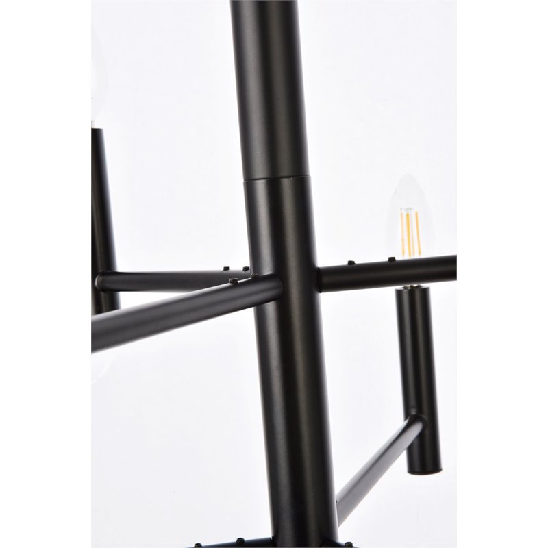 Living District Carmella 6-Light Mid-Century Metal Pendant in Black