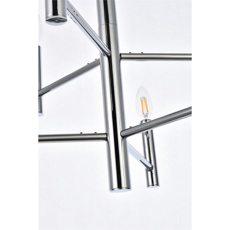Living District Carmella 6-Light Mid-Century Metal Pendant in Chrome