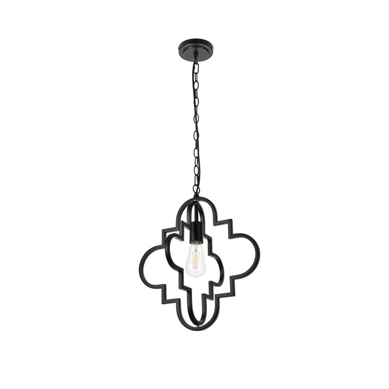 Living District Sandara 1-Light Mid-Century Metal Pendant in Black