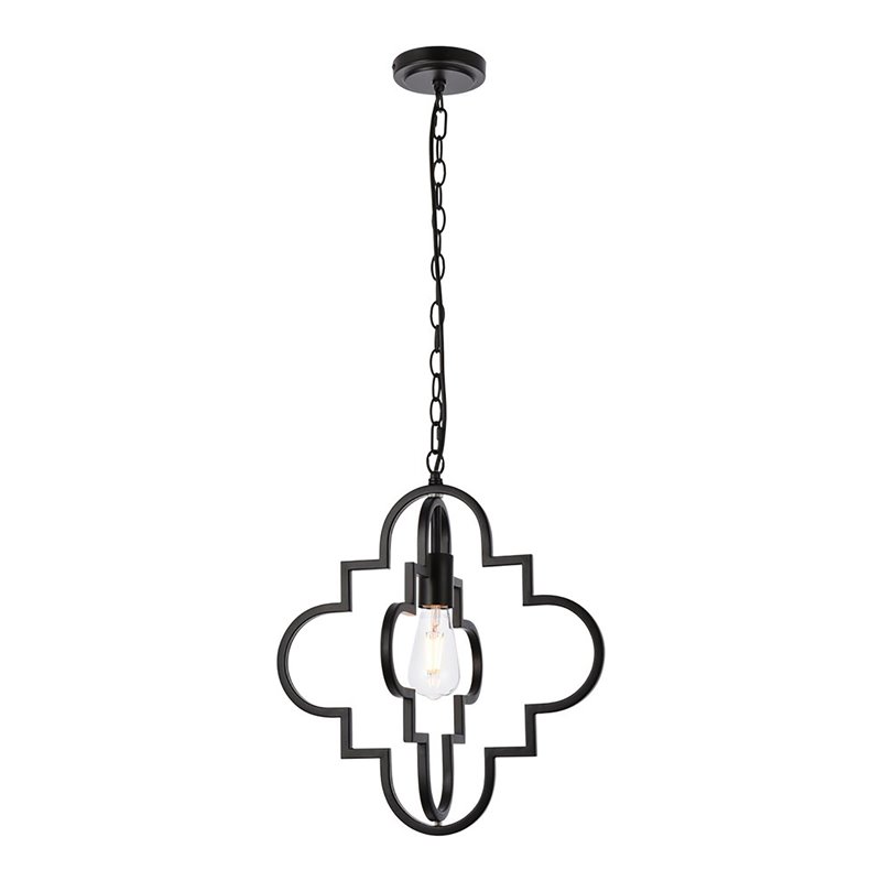 Living District Sandara 1-Light Mid-Century Metal Pendant in Black