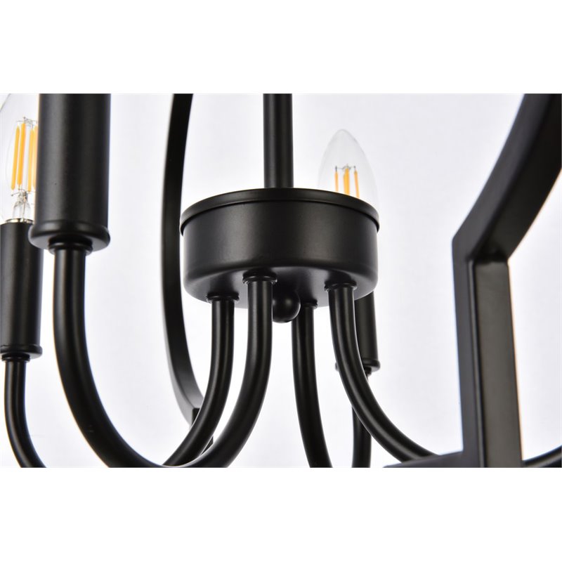 Living District Sandara 4-Light Mid-Century Metal Pendant - Black Finish