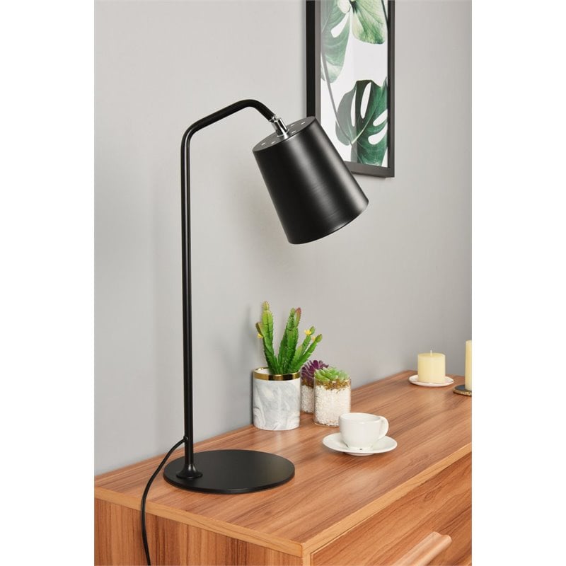 Living District Leroy 1-Light Modern Metal Table Lamp in Black