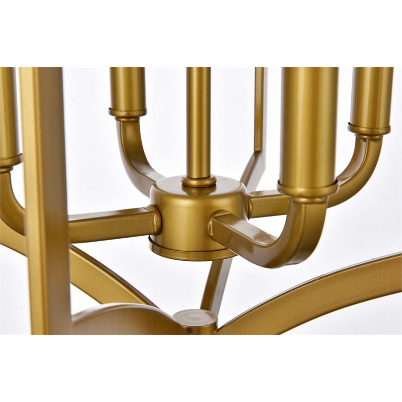 Living District Kiera 4-Light Mid-Century Metal Pendant in Brass