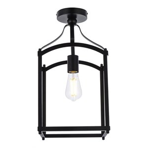 Living District Janet 1-Light Mid-Century Metal Flush Mount in Black