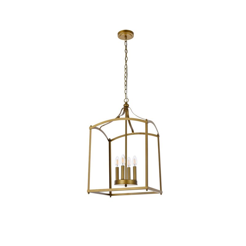 Living District Janet 4-Light Mid-Century Metal Pendant in Brass