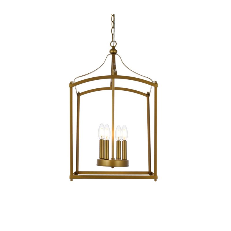 Living District Janet 4-Light Mid-Century Metal Pendant in Brass