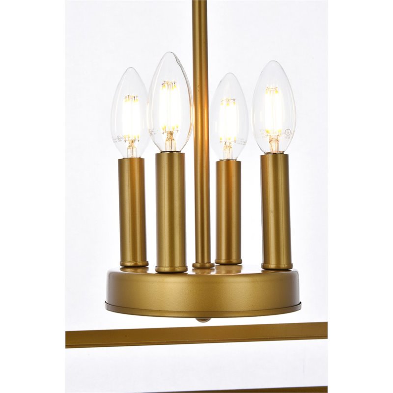 Living District Janet 4-Light Mid-Century Metal Pendant in Brass