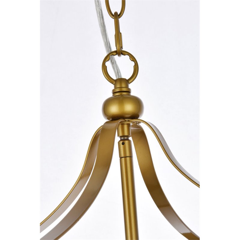 Living District Janet 4-Light Mid-Century Metal Pendant in Brass
