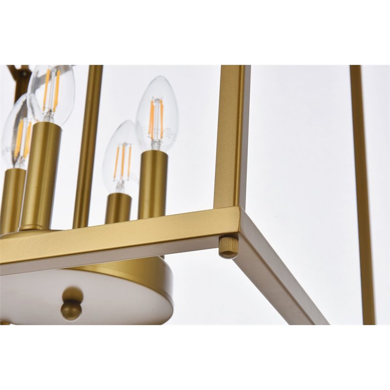 Living District Janet 4-Light Mid-Century Metal Pendant in Brass