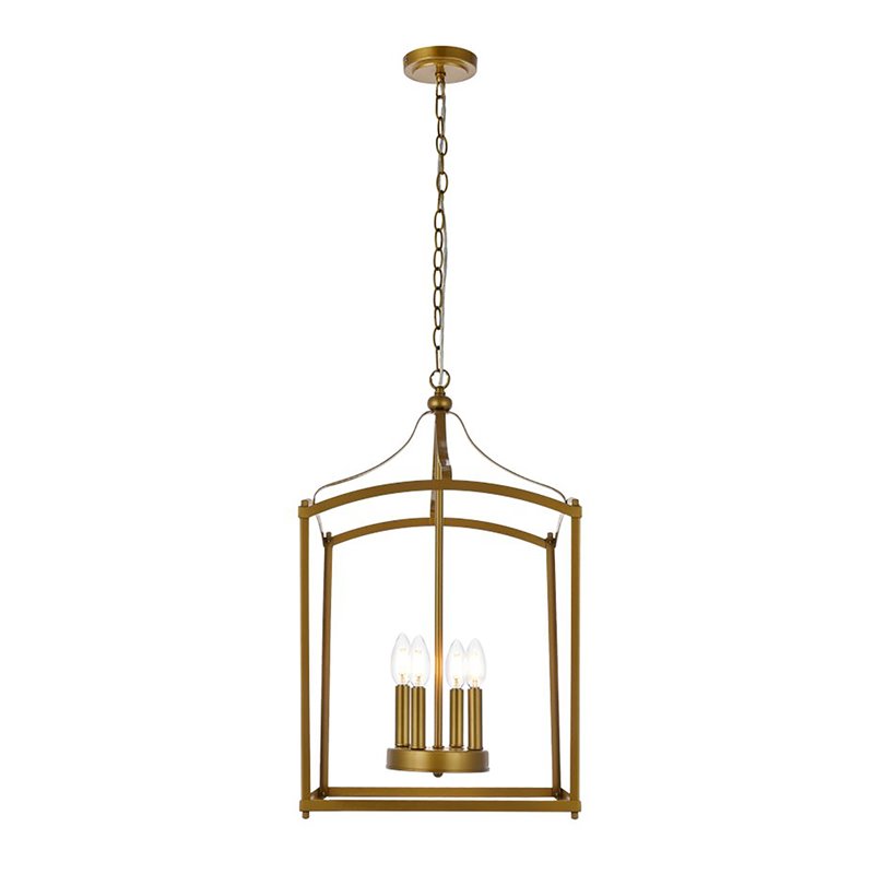 Living District Janet 4-Light Mid-Century Metal Pendant in Brass