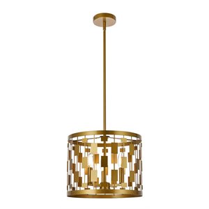 Living District Levante 3-Light Mid-Century Metal Pendant in Brass